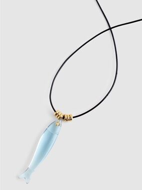 NWT MADEWELL Fish Charm Leather Cord Necklace